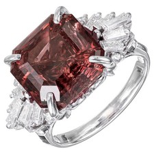 Vintage Garnet Engagement Ring Pyralspite 10.99ct Asscher Diamond Platinum