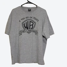 Vintage "If You See Da Police Warn a Brother" T-shirt Grey XLarge