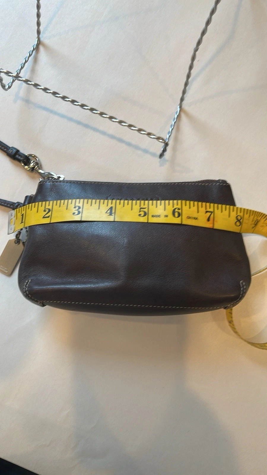 Coach Polsino pochette in pelle marrone vintage Y2K made in India anni 90 zip piccolo