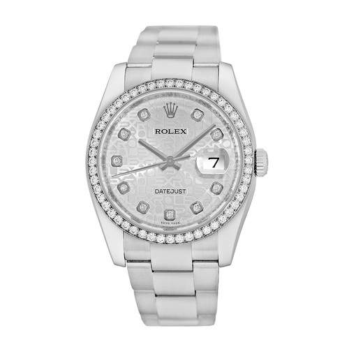 ROLEX Stainless Steel 36mm Datejust Factory Diamond 116244 Box...