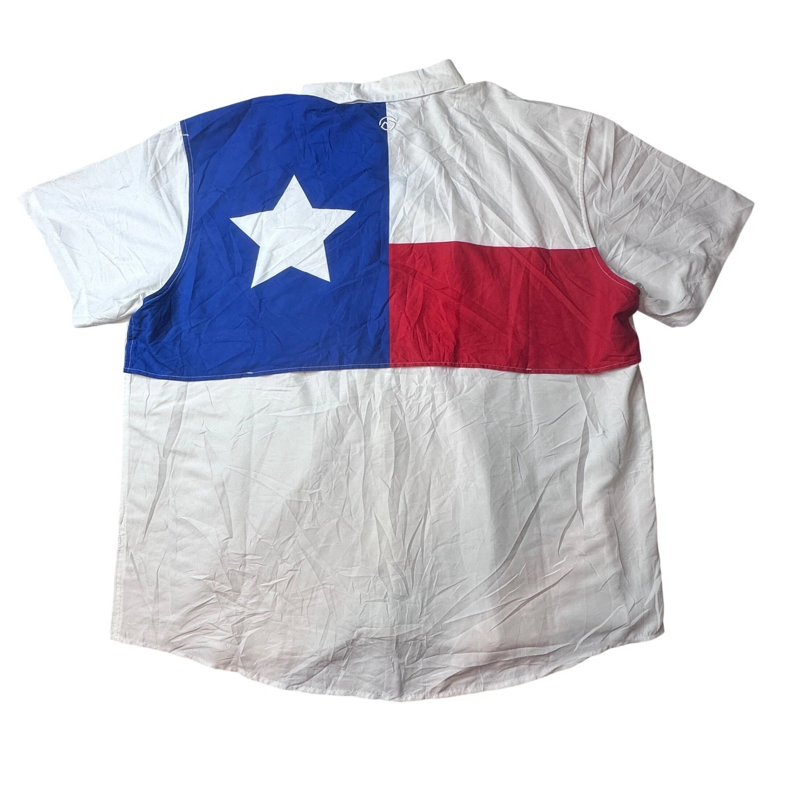 Magellan Fishing Shirt Mens 3XL White Texas Flag Fish Gear Relaxed Fit Short Slv