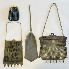 Vintage Mesh Purse  Chainmail Bag Lot FOR REPAIR Silver Tone Art Deco Coin