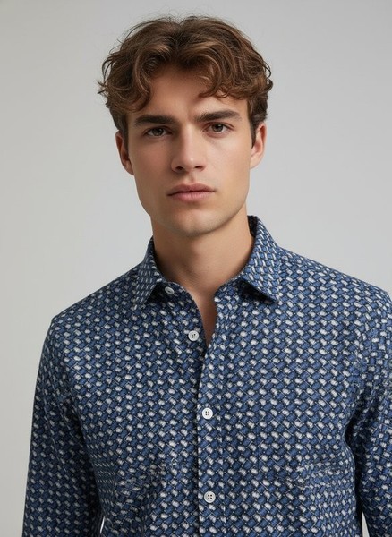 Men Kenzo Shirt Navy Cotton 36 / S / 44