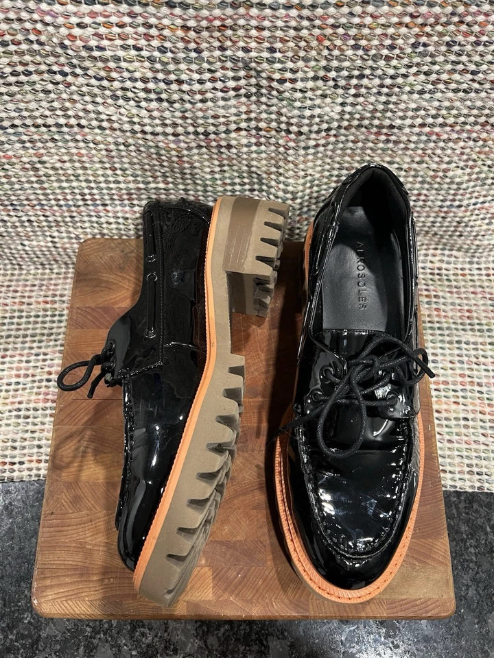 Aerosoles Negro Brillante Cuero Vegano Russel Con Cordones Oxford Grueso Tred Zapatos 7.5 Foto 4 de 4