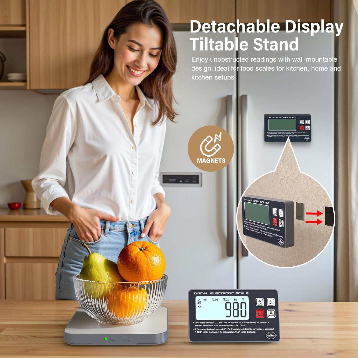 AWLKIM® Digital Kitchen Food Scale -Detachable Display Electronic Weight Scale f