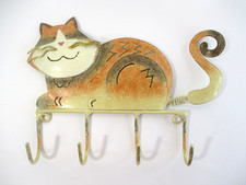 Kitty CAT Key Holder Hooks Metal Orange Fat S...