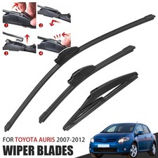 For Toyota Auris 2007-12 Front & Rear Windscreen Wiper Blade Set of 3 26"/14"/8"