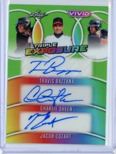 2025 Leaf Vivid Travis Bazzana Charlie Sheen Jacob Cozart Triple Autograph - 3/8