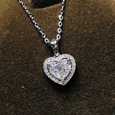 Heart Zirconia Pendant Christmas Necklace Women Xmas Jewellery Girls Gift