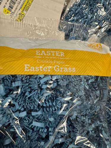 SET 4 TÜTEN BLAU KNITTERSCHNITT GESCHREDDERTES PAPIER OSTERKORB GRAS BASTELN GESCHENKTÜTEN - Bild 1 von 3