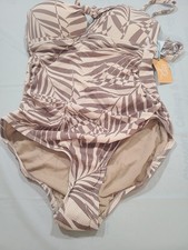 Kona Sol Women's Pique Bandeau Full Coverage One Piece Swimsuit Size Medium