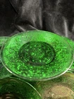 6-Forest Green Small Plates - Anchor Hocking   "Sandwich Glass Pattern"