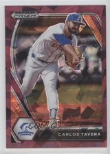 2021 Panini Prizm Draft Picks Burgundy Cracked Ice 19/23 Carlos Tavera 00g3