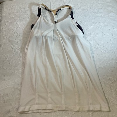 Lululemon No Limits Tank Top Womens 10 White Black Striped Athleisure Gorp