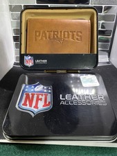 NFL New England Patriots Trifold Leather Wallet Brown Logo Embossed Men
