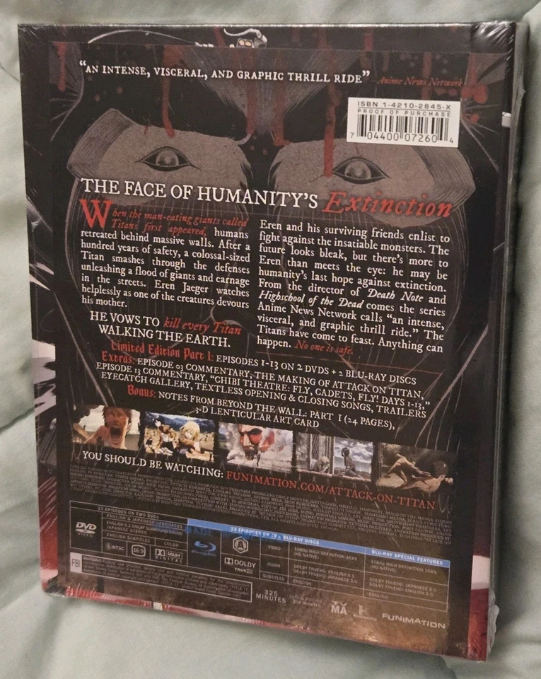 ATTACK On TITAN: Limited Edition Part 1: EPISODES 1-13 DIGIBOOK BLU-RAY-DVD SEAL - Image 2 of 4