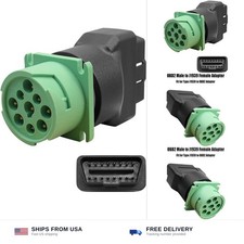 OBD2 Male to Green J1939 Female Adapter 9pin to 16pin