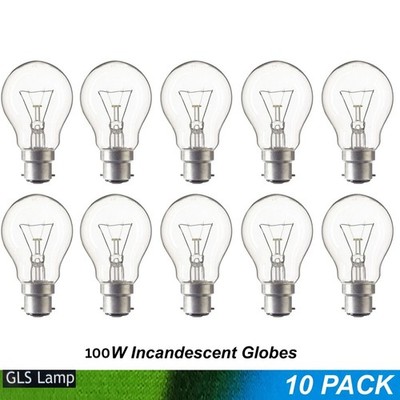 100W Glühbirnen Glühlampe GLS Bajonett B22 BC Old Style klar Glühbirnen x 10