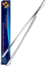 JETKONG 16-Inch Fine Tweezer Tongs Extra-Long 16 inch-1Pcs, Round Tip-silver
