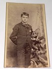 Rare Antique Victorian American Musician B Cornet  Music Cabinet Card Photo! US! — photo 2