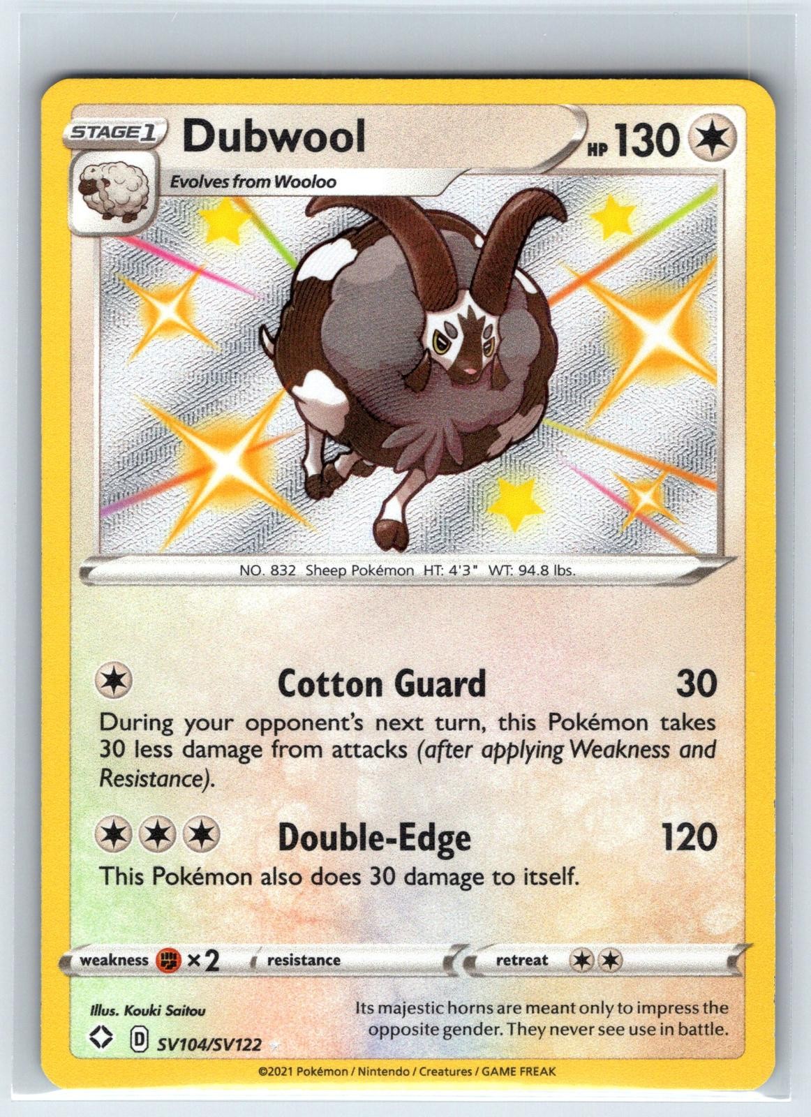 Dubwool SV104/SV122 Shiny Rare Shining Fates Shiny Vault Pokemon Holo Near Mint