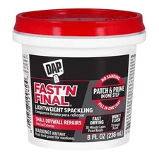 DAP 12140 Fast 'N Final White Lightweight Spackling Compound 8 oz. (Pack of 12)