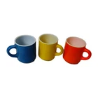 Vintage  Orange Peel Textured Milk Glass Mug Coffee Cup Blue Yellow Orange