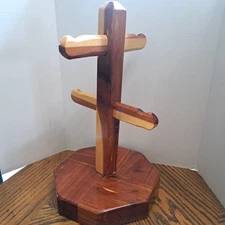 Handcrafted Wood Mug Rack Heavy Duty Holder 14'' Tall