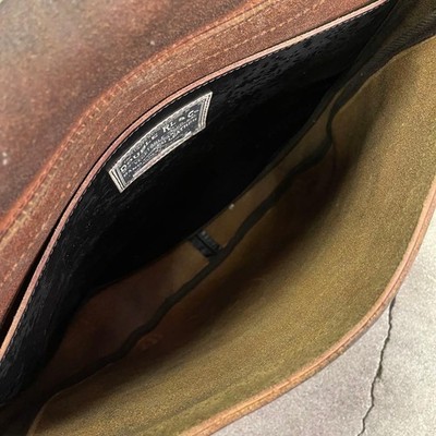 RRL Ralph Lauren Leather Carving Saddle Bag Black 31x37x7cm Japan