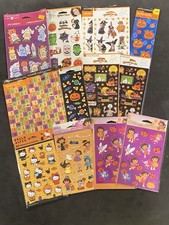 American Greetings Halloween Stickers Lot 37 Sheets Ghosts Pumpkins Cats NEW