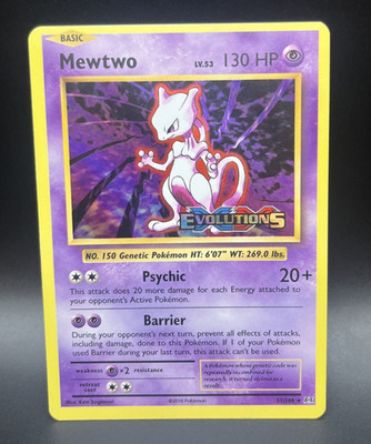Pokemon TCG Mewtwo XY Evolutions Pre Release Stamped Promo 51/108