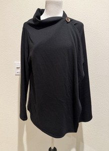 BOBEAU Black Sweater Shawl Tunic Knit Button Size Extra Large XL