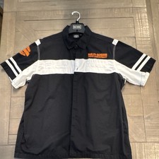 Harley-Davidson 120th Anniversary Short Sleeve Button Front Work Shirt XL B/W