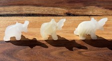 Set of 3 Handmade Stone Elephant Figurines Tr...