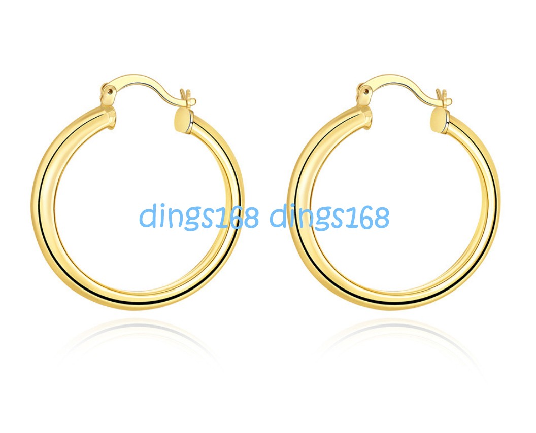 18K Gold Filled Hypoallergenic 30mm Flat Hoop Earrings CG2-Y