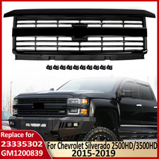 Gloss Black Front Bumper Grille For 2015-2019 Chevrolet Silverado 2500hd 3500hd