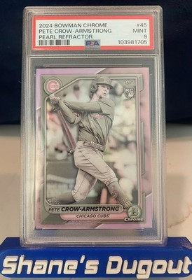 2024 Bowman Chrome RC Pete Crow-Armstrong #45 Pearl Refractor SP PSA 9 - Cubs
