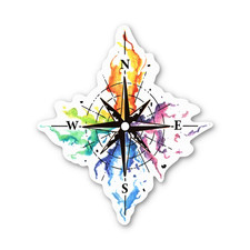 Compass Rose Sticker, Colorful Tie-Dye Decal for Laptops Indoor Use 1.5-6"