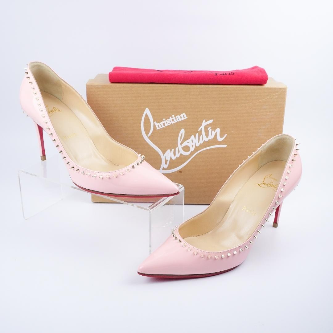 Christian Louboutin ANJALINA Pink Suede Pointed Toe Spiked Heels