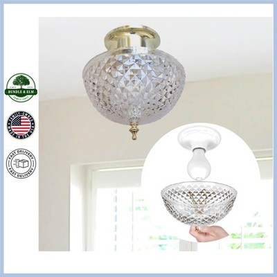 Translucent Round Lampshade with Clip-On Adapter for Ceiling Bulbs & Fixtures
