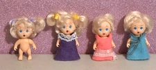 Vintage 1990 Tyco Quints Dolls 4 Blonde Baby Dolls Handmade Dresses 2.5"