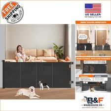 71" Extra Wide Retractable Dog Gate - 41" Tall with Dual Locking Mechanism