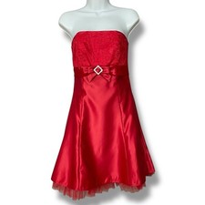 Vintage Jessica McClintock for Gunne Sax Prom Dress Homecoming Strapless Red 3