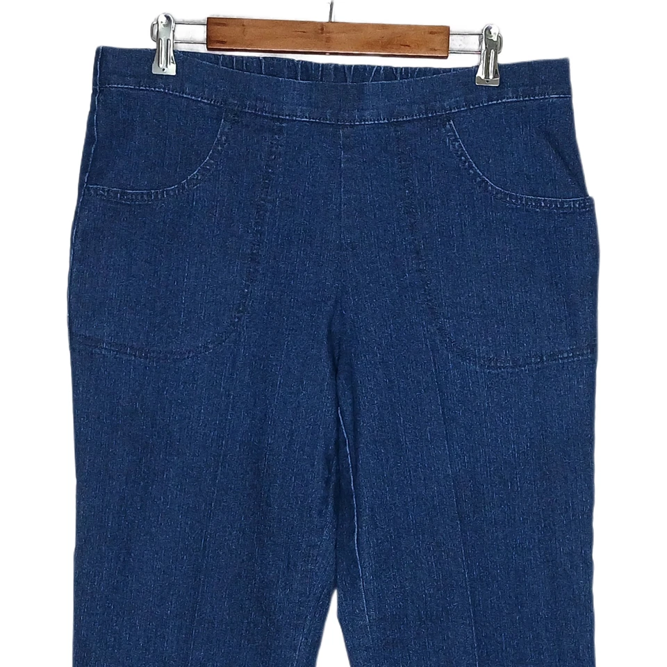 Just My Size Mujer Elástico Cintura Tirar en Cónico Jeans PLUS 1X Elástico Oscuro Foto 4 de 4