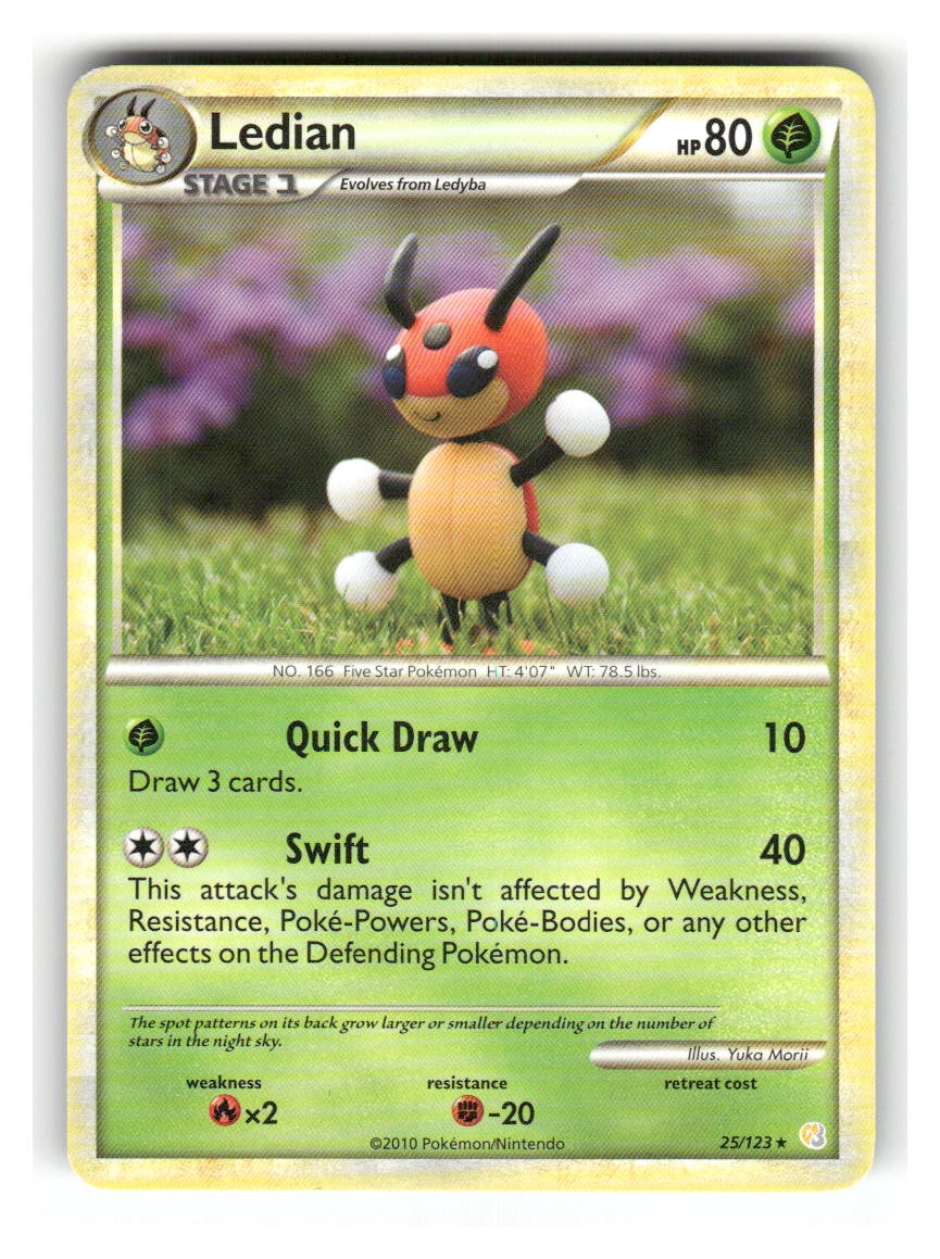 Ledian 25/123 Rare HeartGold & SoulSilver Pokemon Lightly Played