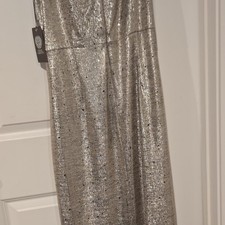Vince Camuto Womens Gold Metallic Draped Satin Evening Dress Gown 12