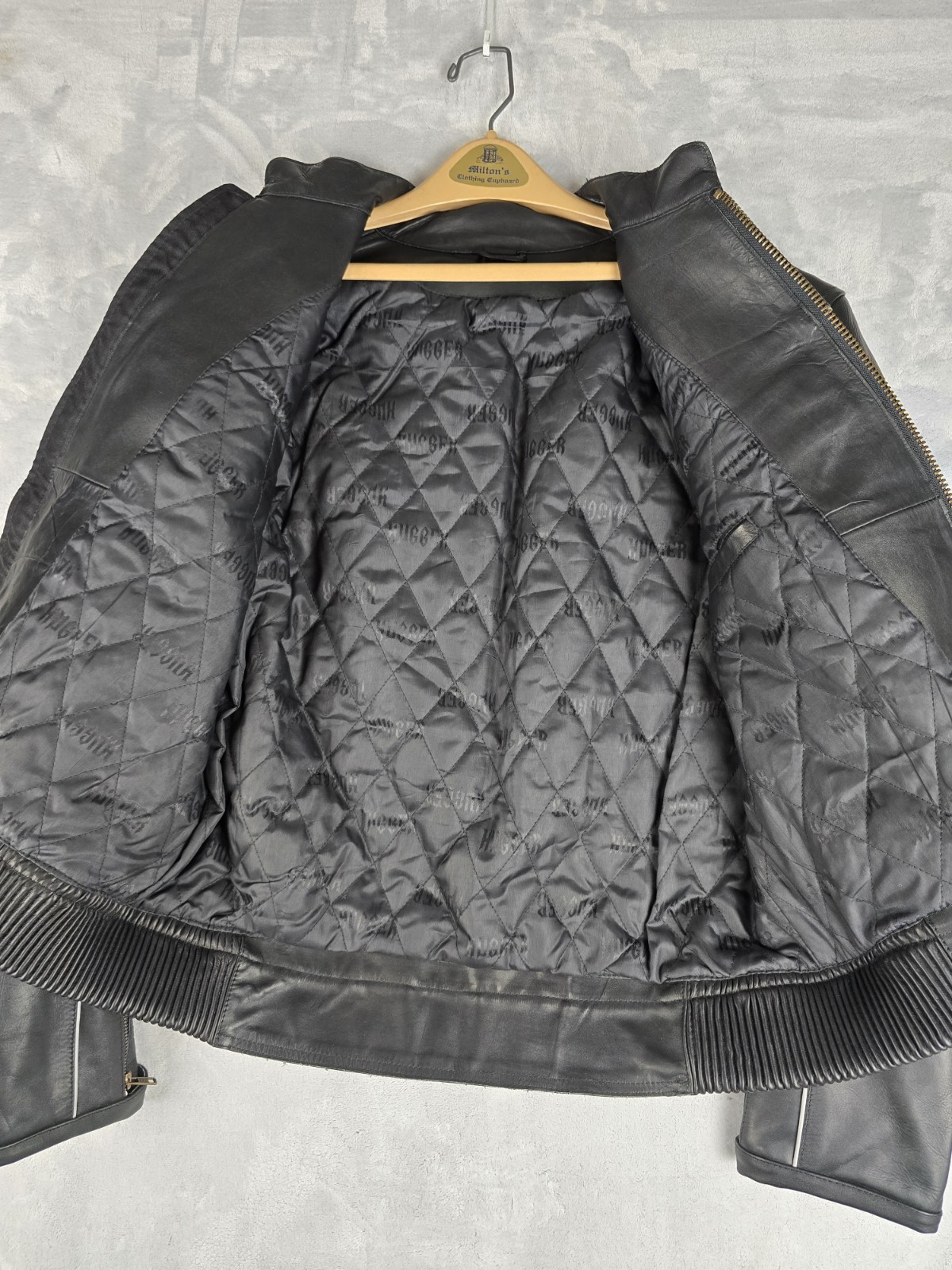 Mens Leather Jacket Small Black Deadstock Road Reflector JB-11 New with Tags