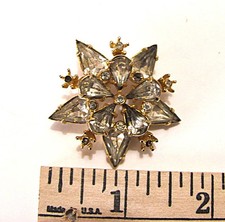 Vintage Eisenberg Starburst Snowflake Rhinestone Brooch