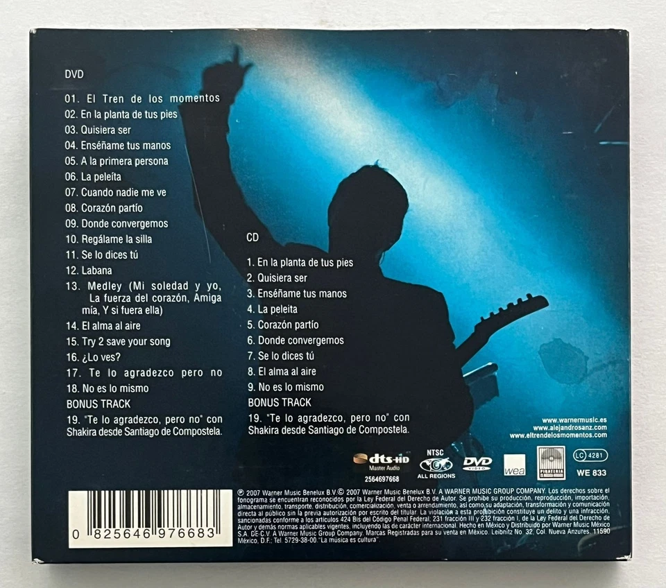 ALEJANDRO SANZ - EL TREN DE LOS MOMENTOS - 2007 MEXICAN CD + DVD DIGIPAK SOC - Image 2 of 3