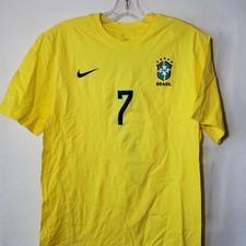 Brazil National Team Shirt Jersey Mens Small Yellow Soccer Nike Vini Jr 7 CBF 